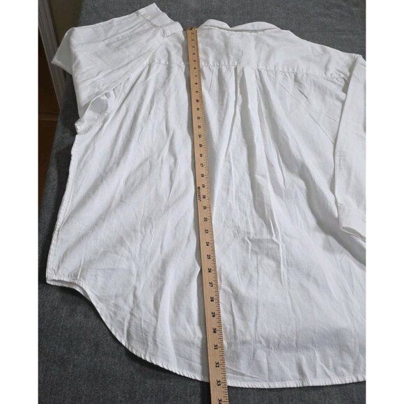 Aerie Oversized Shirt Women XXL Ivory LS Buttons Pockets Cotton Slouchy Top Boho - Picture 8 of 16